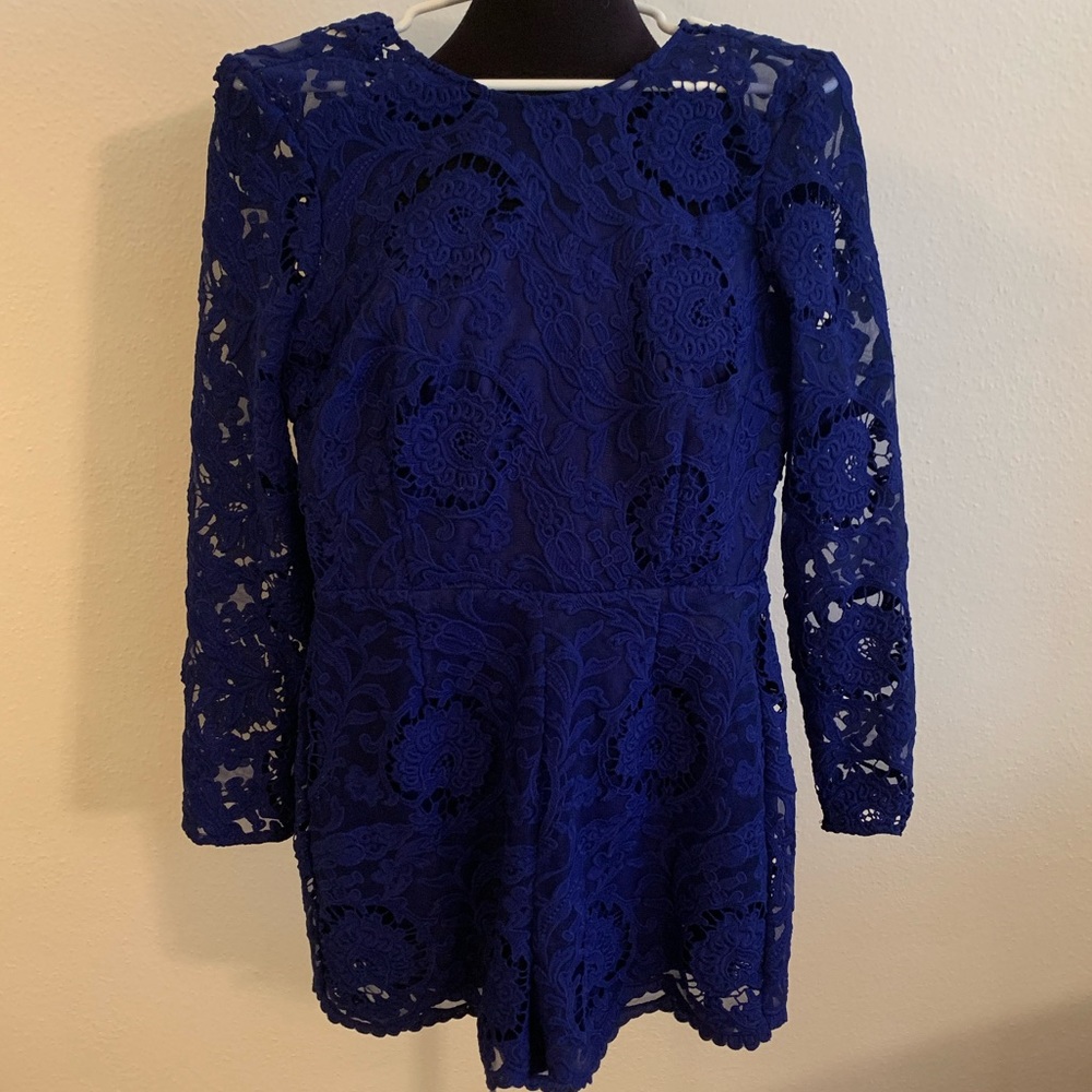 Adelyn Rae // royal blue lace romper